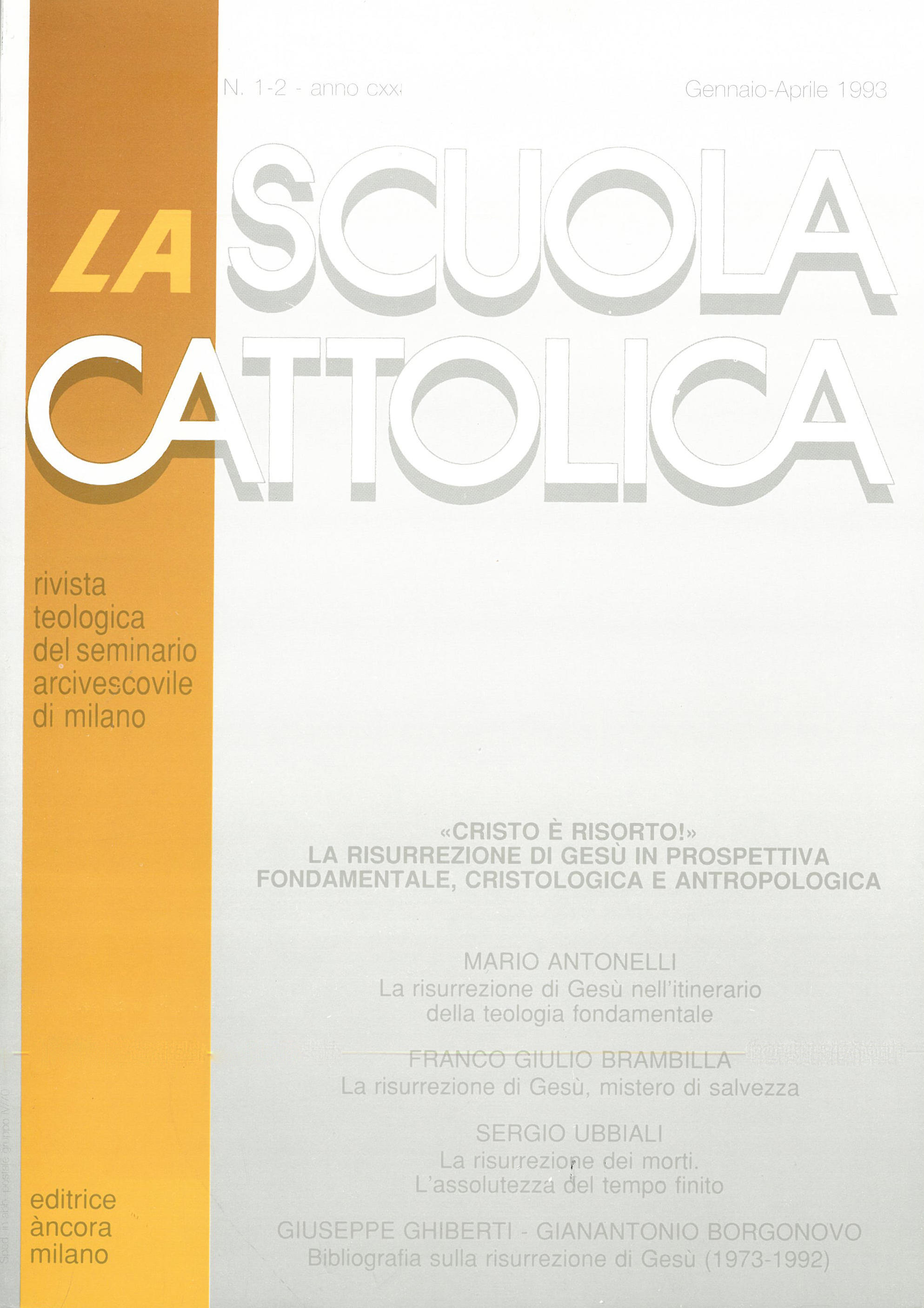 					Visualizza V. 121 N. 1/2 (1993): «Cristo è risorto!» La risurrezione di Gesù in prospettiva fondamentale, cristologica e antropologica
				