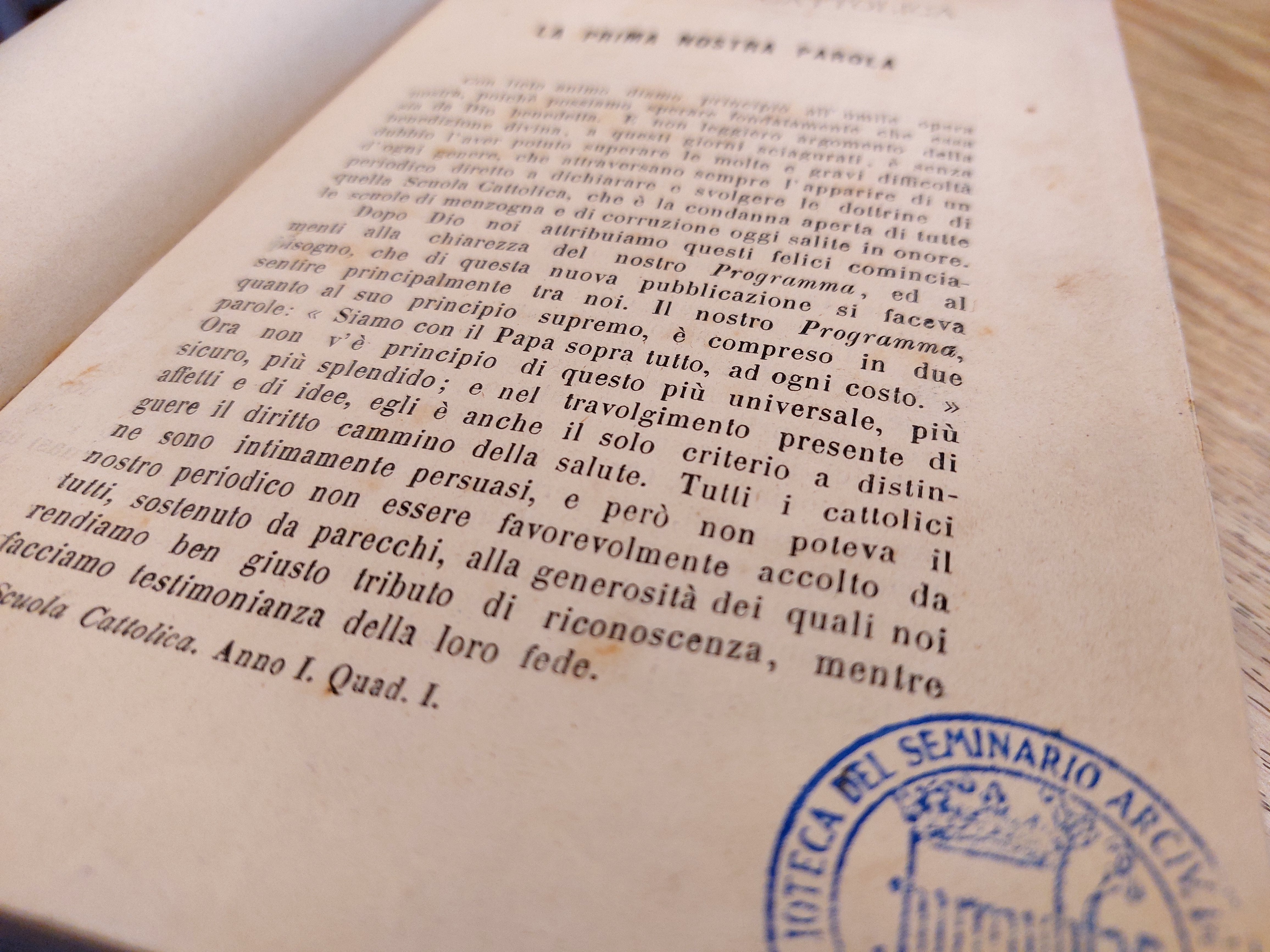 La prima pagina della Rivista (1873)